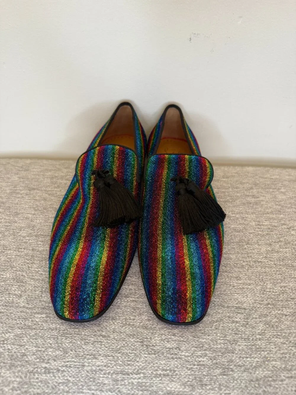 Christian Louboutin Glitter Men's Tassel Serge Officialito Flat Loafer Multi-Col